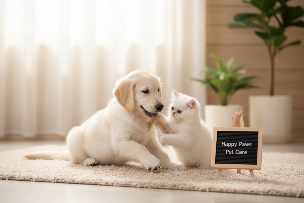 Σκύλος και γάτα παίζουν μαζί